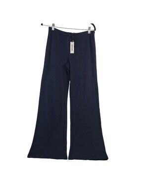 NEW Garage Waffle Knit Wide-Leg Pants In Mariana Blue Drawstring Waist Size M